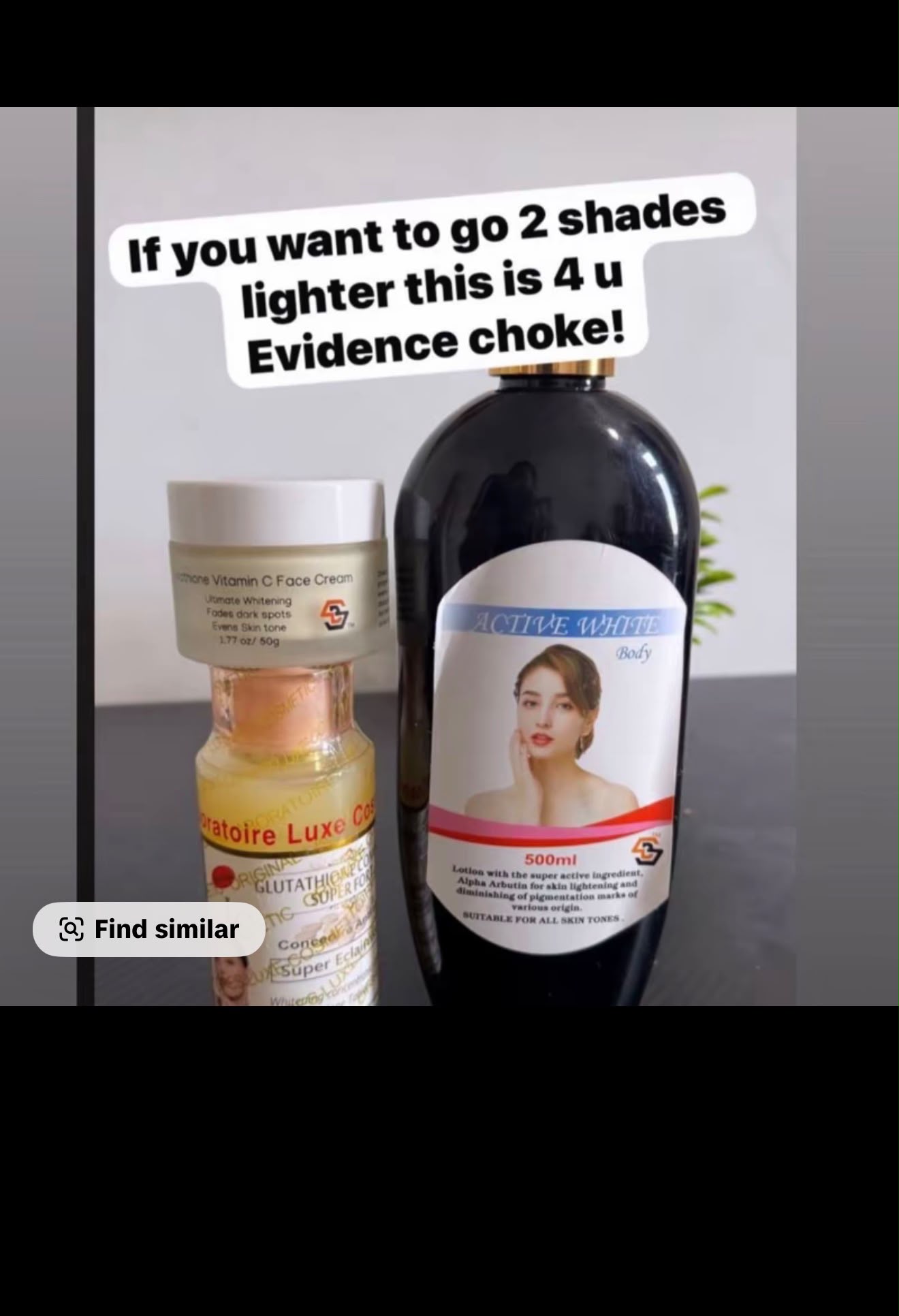 Glutathione Comprime Serum + Glutathione Vitamin C Face Cream + Active White Body Lotion