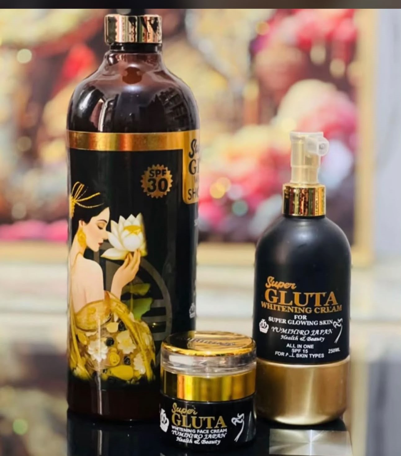 Super Gluta Whitening Shower + Whitening Cream + Whitening Face Cream